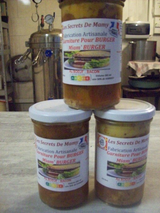 GARNITURE BOEUF LARDONS LEGUMES POUR BURGUER  1 POT DE 280 ML   - Copie