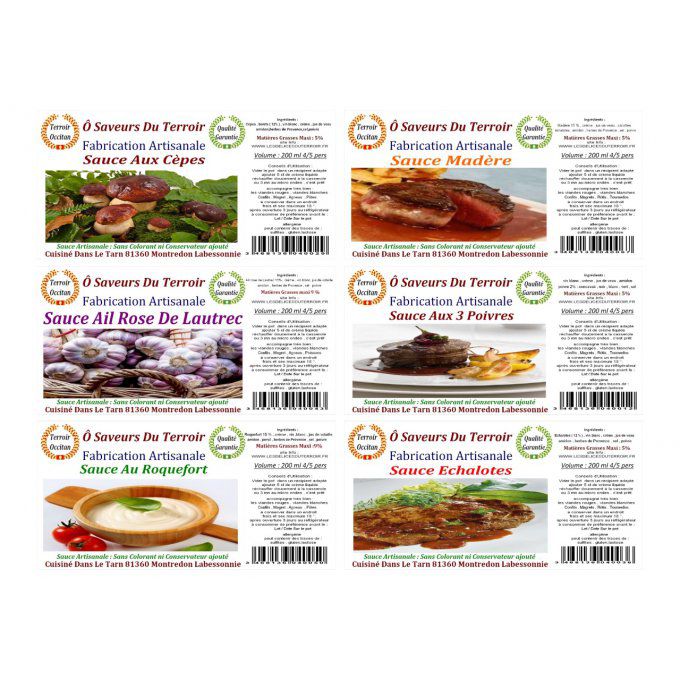 Pack de 10  pots de  sauces 1 pot de chaque