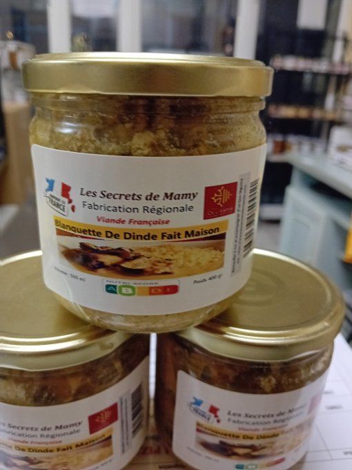 BLANQUETTE DE DINDE  pot de 500 ml à la crème FAIT MAISON 