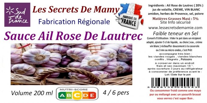Carton de 6 Sauces ail  Rose de Lautrec  - - 200 ml