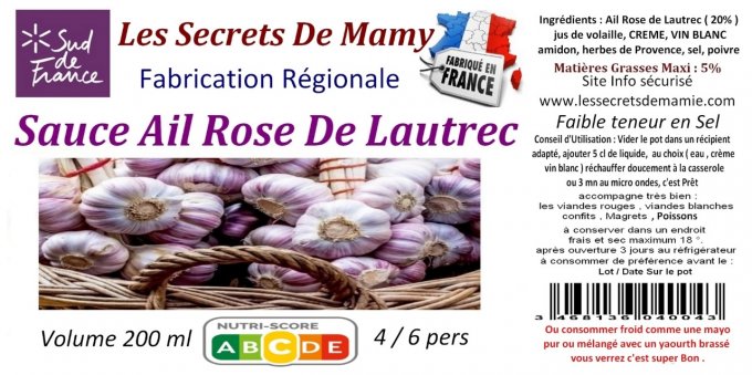 1 pot de Sauce ail  Rose de Lautrec  -200 ml