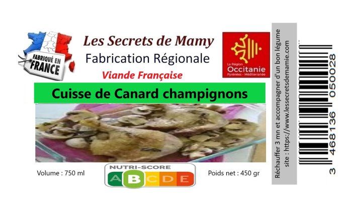  1 CUISSE DE canard  forestière FAIT MAISON 750 ml