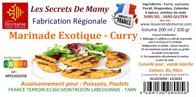  Marinade Exotique / Curry  200 ML/100gr