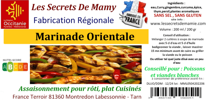  MARINADE ORIENTALE LIQUIDE PRETE A L'EMPLOI 200 ML - Copie