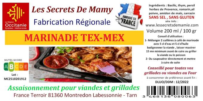 MARINADE TEX MEX LIQUIDE PRETE A L EMPLOI 200 ML - Copie