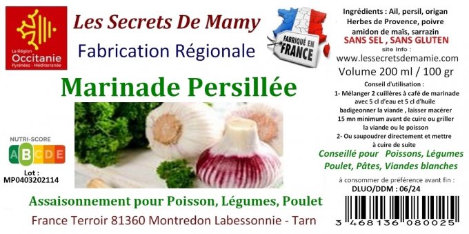   Marinade Persillées 200 ML/100gr