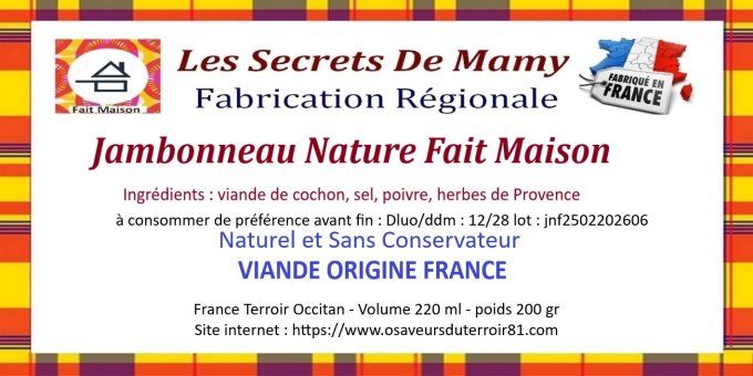 JAMBONNEAU AU NATUREL FAIT MAISON