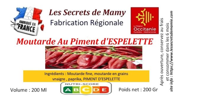 1 Moutarde au piment d'espelette  - 200 ml 