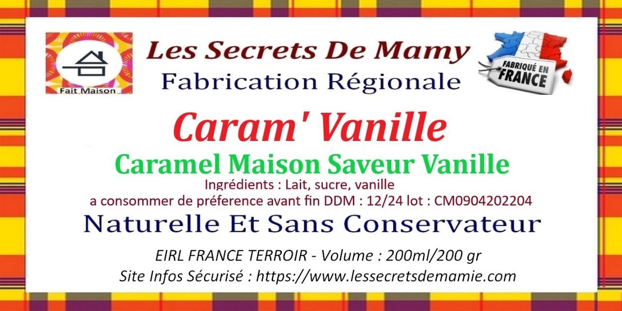6 POTS DE CARAMEL VANILLE FAIT MAISON 260 gr X 6