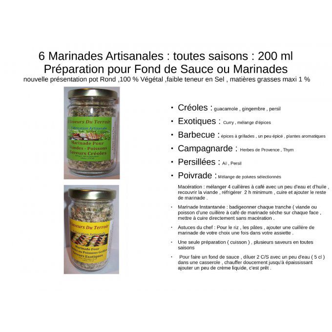 Carton de 6  Marinades Exotique / Curry  200 ML/100gr - Copie