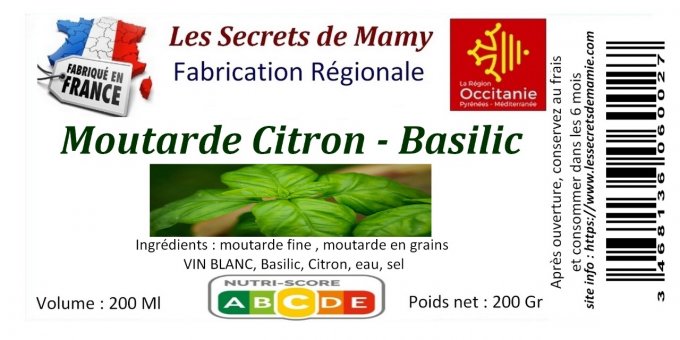 Moutarde Citron - Basilic 200ml