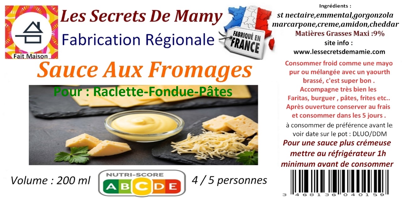 6  pots de  Sauce au FROMAGE   200 ml - 