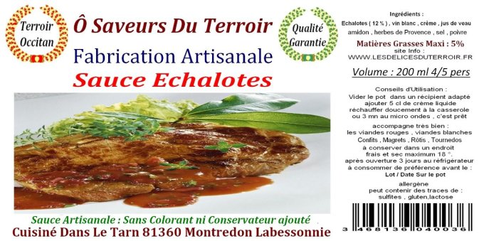  3 Sauce aux échalotes  3 POTS DE 220 ML 