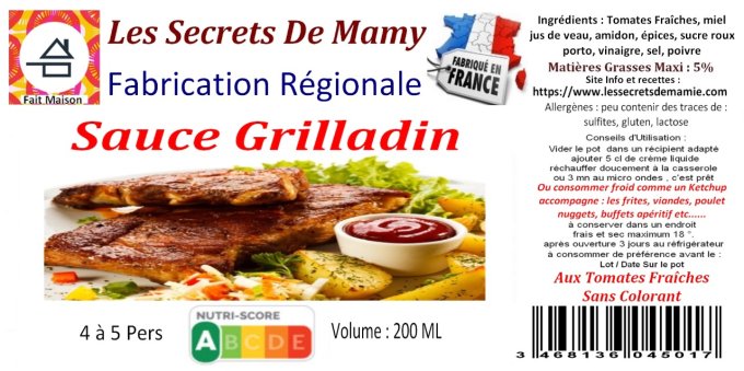   3 pots de Sauces Grilladin - KETCHUP  - 220 ml - 