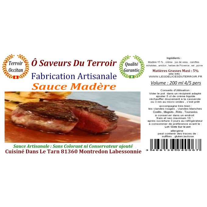  Carton de 6 Sauces au Madère -200 ML