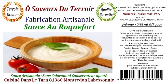 3  Sauces au Roquefort  - 3 pots de 220 ML 