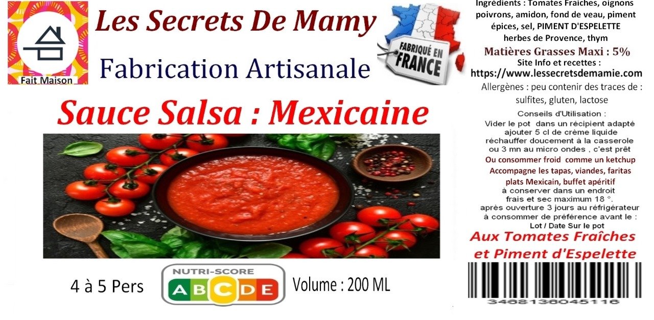  Sauce SALSA MEXICAINE 200 ML - Copie